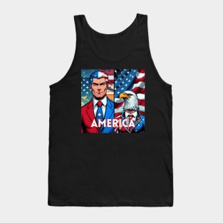 America: 4th of July Patriotic USA Man and Eagle Tank Top